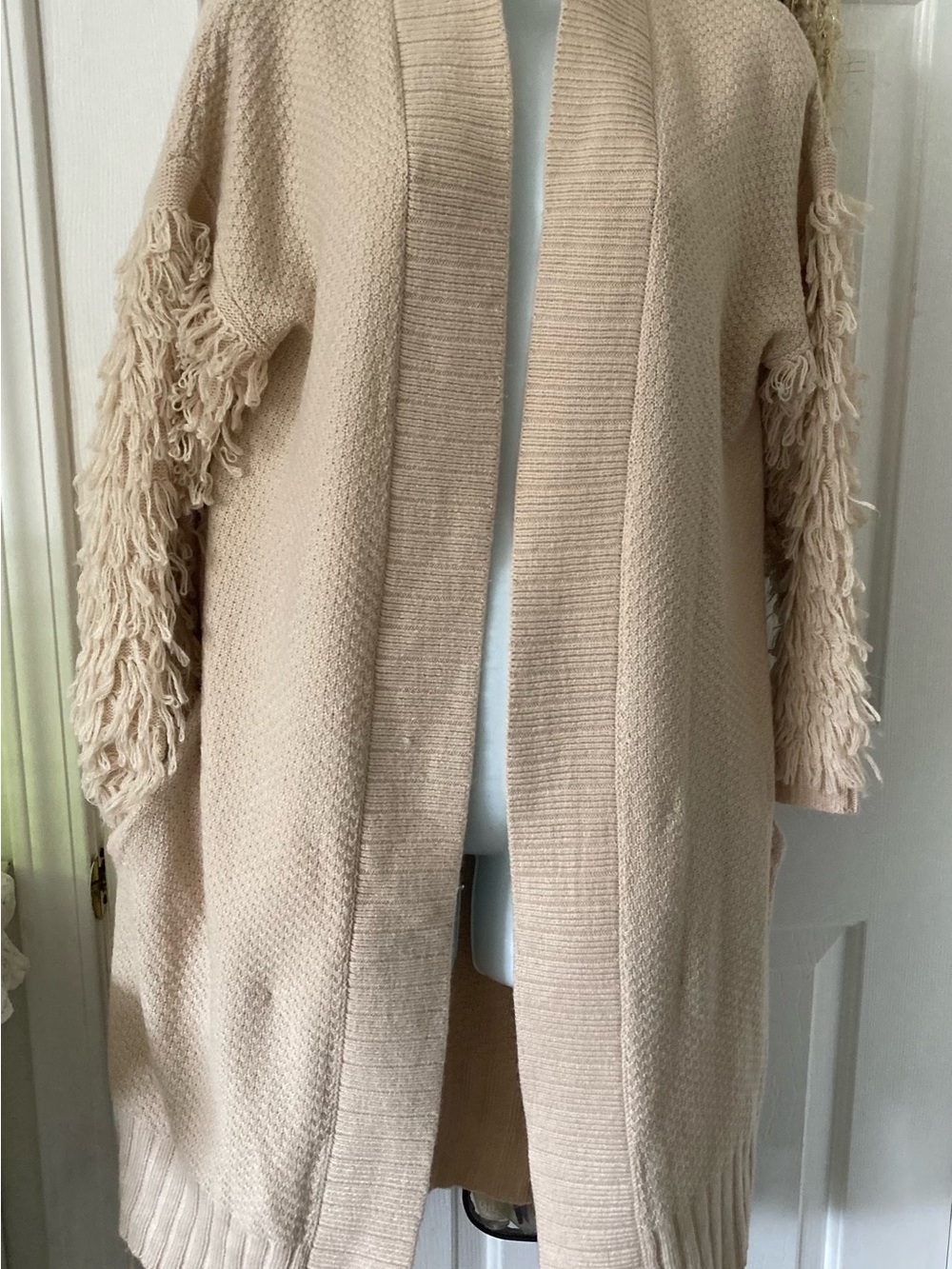 LAWLESS Cream Knit Open-Front Ribbed Cardigan - Picture 2 of 5